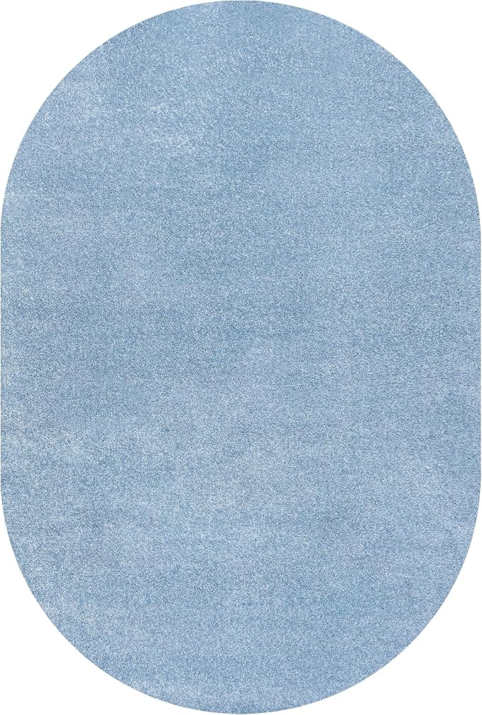 JONATHAN Y Haze Solid Low-Pile Classic Blue 3x5 Oval Indoor Area Rug, Coastal,Bohemian,Minimalist,Classic, Easy-Cleaning for Living Room,Bedroom,Kitchen,Pet Friendly,Non-Shedding (SEU100F-3OV)