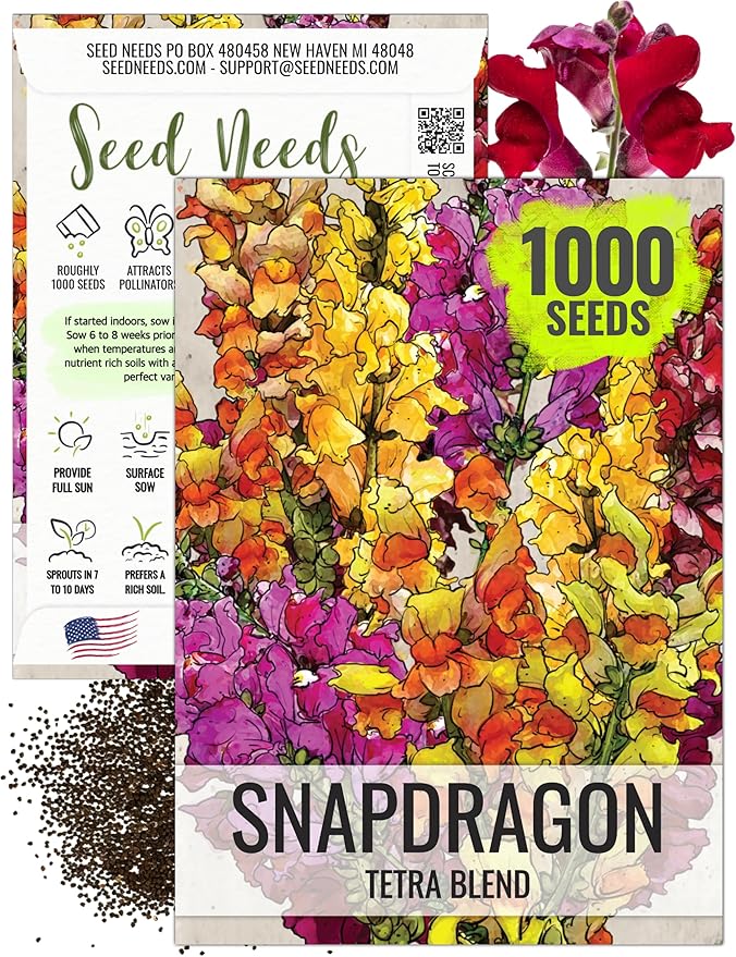 Seed Needs Tetra Snapdragon Seeds to Plant Mixed Cut Flowers 1 Pack