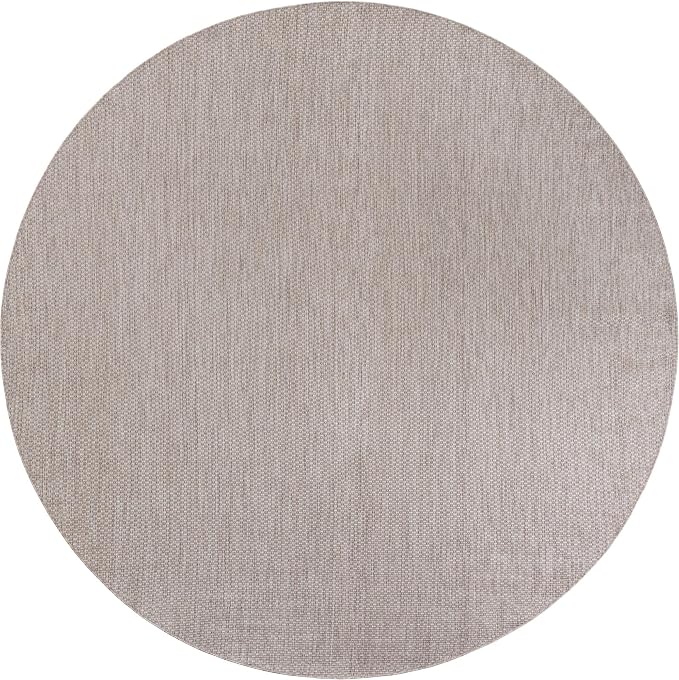 Unique Loom Outdoor Solid Collection Area Rug (10' Round Beige/Ivory)