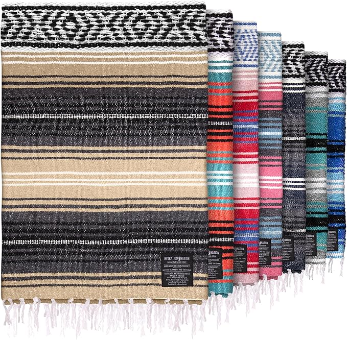 Authentic Large Handwoven Mexican Blanket Serape Falsa Blanket Outdoor Blanket