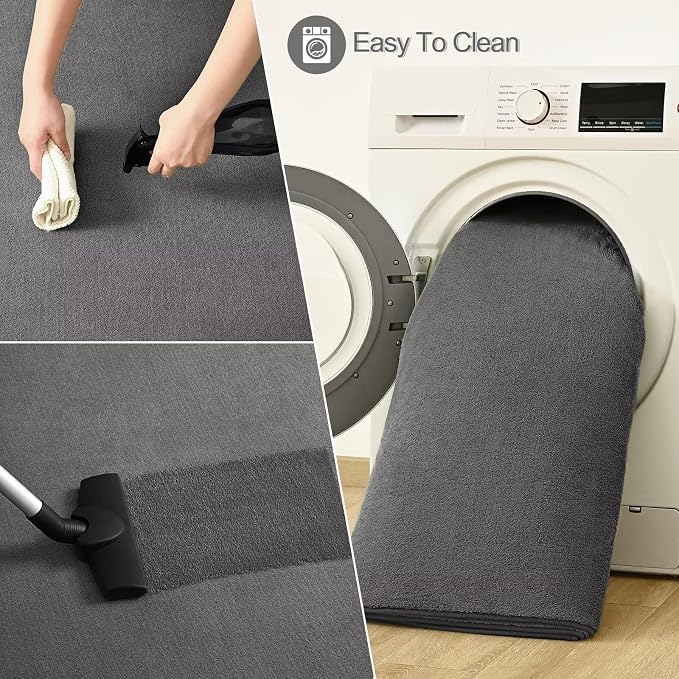 Vasofe Grey 6x9 Rugs, Large Area Rug for Living Room Bedroom, Modern Carpet | Thickened Memory Foam Carpets, Minimalist Rug for Boys Room, Office, Playroom, Classroom, Soft, Non Slip Washable Carpet