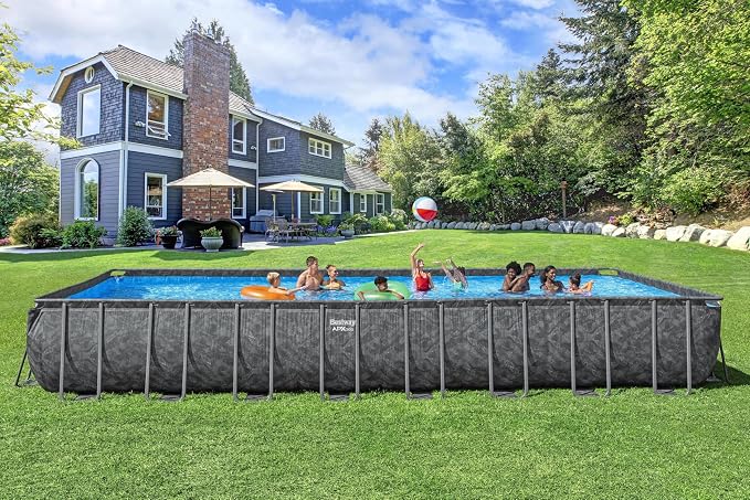 Bestway APX Rectangular Above-Ground Pool Kit 365-956 cm x 488 cm x 132 cm - Dark Grey