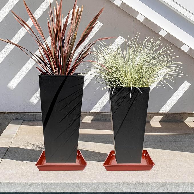 LWALRS 5 Pack Square Plant Saucer 14 Inch, Large Plant Saucers for Pots, Durable Plastic Plant Trays Plant Pot Saucers, Square Planters for Indoors and Outdoors Plants.