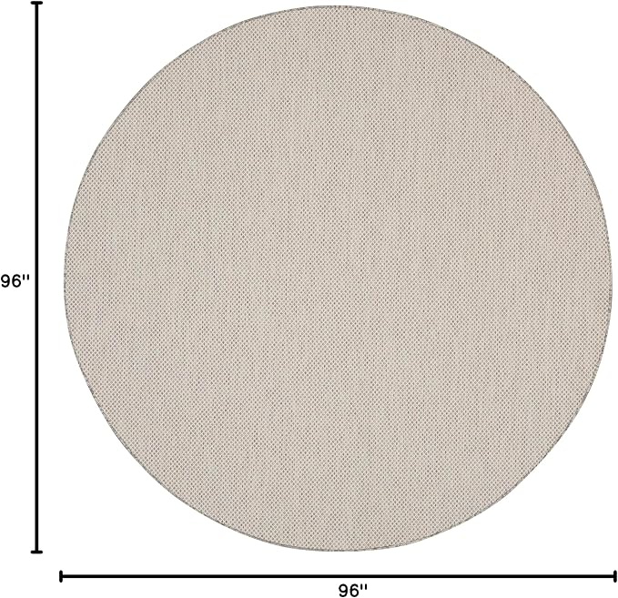 Nourison Home Courtyard Ivory Silver 8' x Round Area Rug - Easy Clean, Non Shedding, Bed Room, Living Room, Dining Room, Kitchen (8' x Round)