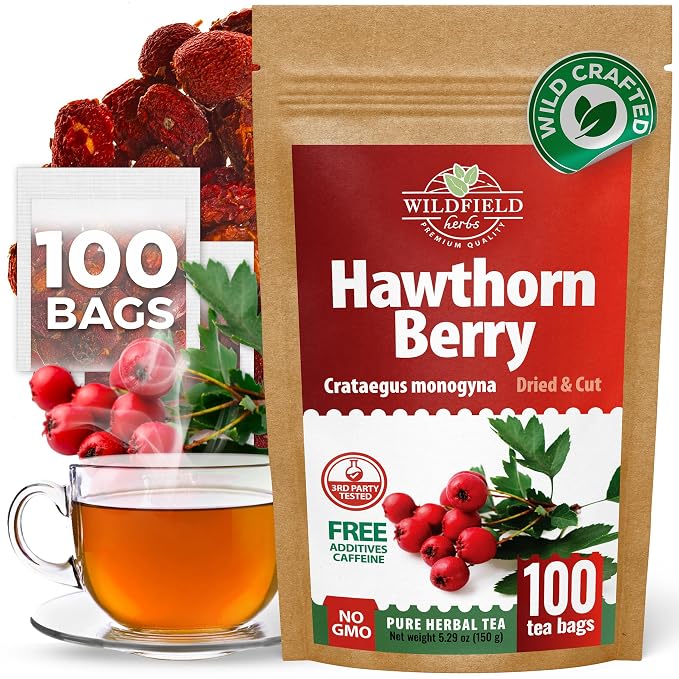100 Bags Hawthorn Berry Herbal Tea (Crataegi fructus) – 100 Tea Bags 1.5g Hawthorn Fruit Espino Blanco