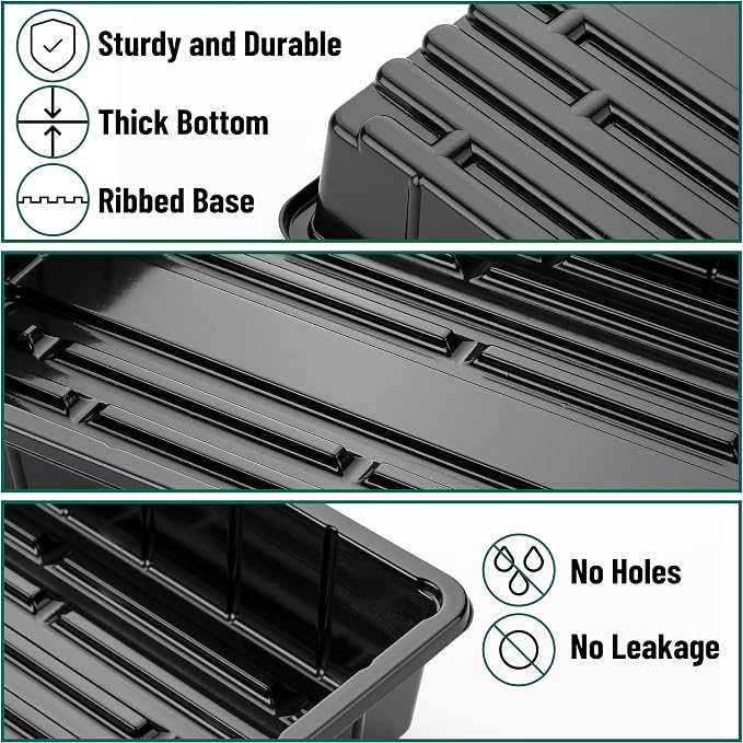 Mr. Pen- Seed Starter Trays, 5 Pack, 17"x10"x2.4" | Durable Plastic Growing Trays, Stackable and Reusable Seedling Starter Kits for Indoor, Outdoor, Greenhouse Gardening