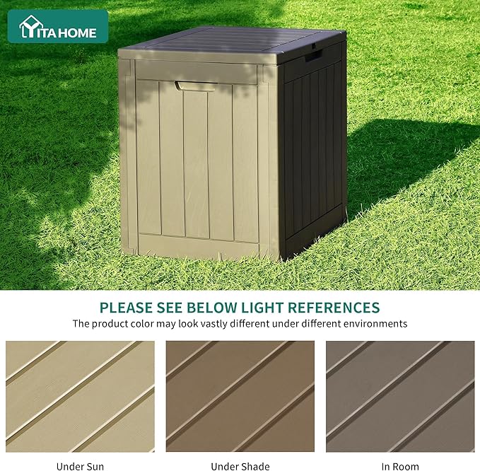 YITAHOME 31 Gallon Outdoor Storage Deck Box | Waterproof Resin Package Delivery and Storage Box with Lockable Lid for Patio Furniture Cushions, Pool Accessories, Garden