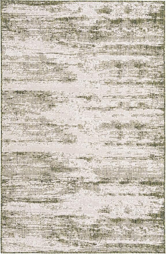 Unique Loom Outdoor Modern Collection Area Rug - Cartago (5' 3" x 7' 10" Rectangle, Green/ Ivory)