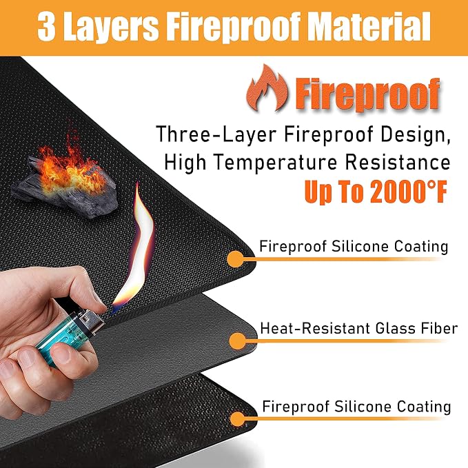Grill Mats for Outdoor Grill - Fireproof BBQ Matt for Under grill, Gas Grills to Protect Patio and Deck, Oil-proof Griddle Accessories Compatible with Blackstone, Weber, Royal Gourmet, 65 x 48 in
