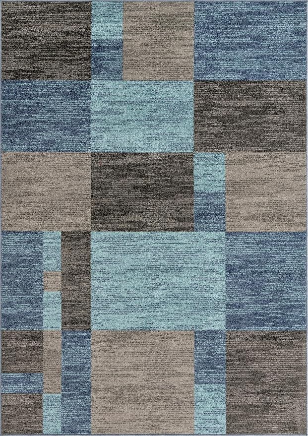 Unique Loom Autumn Collection Area Rug - Providence (7' 1" x 10' Rectangle, Blue Gray/ Light Brown)