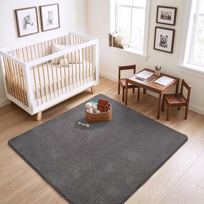 Keeko 5x5 Square Area Rugs for Living Room Bedroom,Soft Washable Carpet | Modern Indoor Memory Foam Entryway Rug Low Pile Minimalist Non Slip Rug for Kids Nursery Dorm Room Home Decor