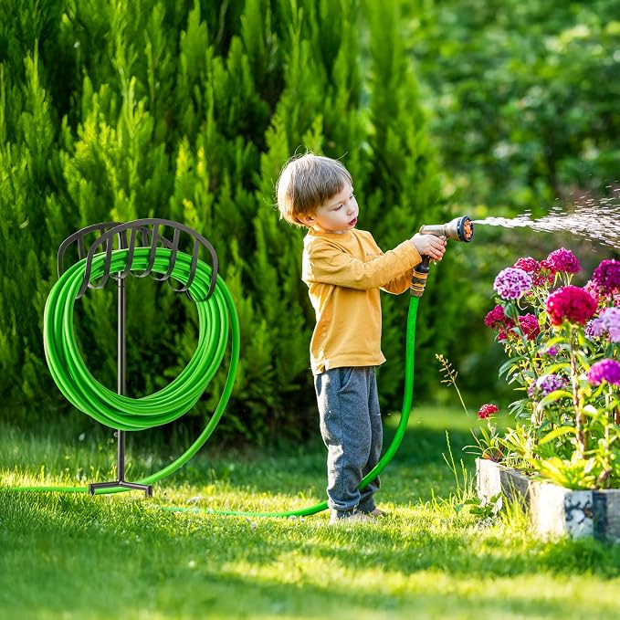 Sorbus Manger Garden Water Hose Storage, Great for Garden, Lawn, Yard, Decorative Stand with Ground Stakes, Holds 125-Feet of 5/8-Inch Hose