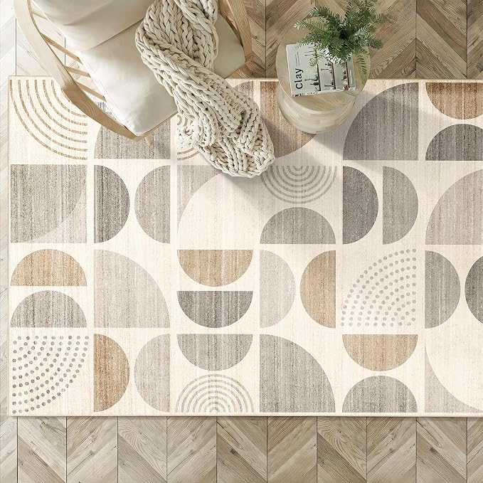 Boho Rug Washable,3x5 Area Rugs Small Non Slip Modern Abstract | Machine Washable Throw Carpet for Bedroom Entryway Living Room Bedside Soft Low Pile Floor Indoor Bohemian Neutral Beige