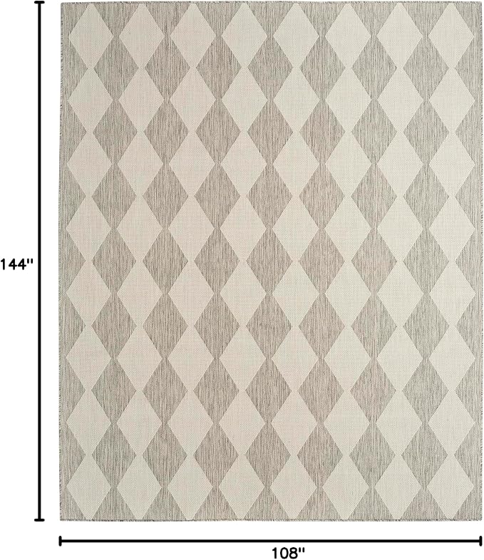 Nourison Home Positano Light Grey 9' x 12' Area Rug - Easy Clean, Non Shedding, Bed Room, Living Room, Dining Room, Kitchen (9' x 12')