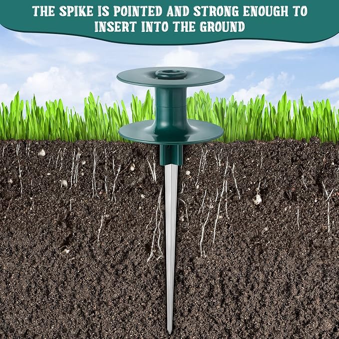Chumia 10 Inch Garden Hose Guide Spike, Zinc Coated Rustproof Heavy Duty Metal Stake, Sturdy Top, Keeps Garden Hose Out of Flower Beds, Hose Guard for Yard Plant Protection(6 Pieces,Dark Green)