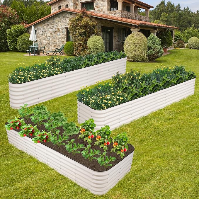 GoCampDriect 6IN1 Raised Garden Bed - 8x3x1.4ft Galvanized Raised Garden Boxes Outdoor Corrosion Resistant | Variable Shape 9x2x1.4ft Metal Raised Garden Beds for Planting Vegetable, Fruits,Flower