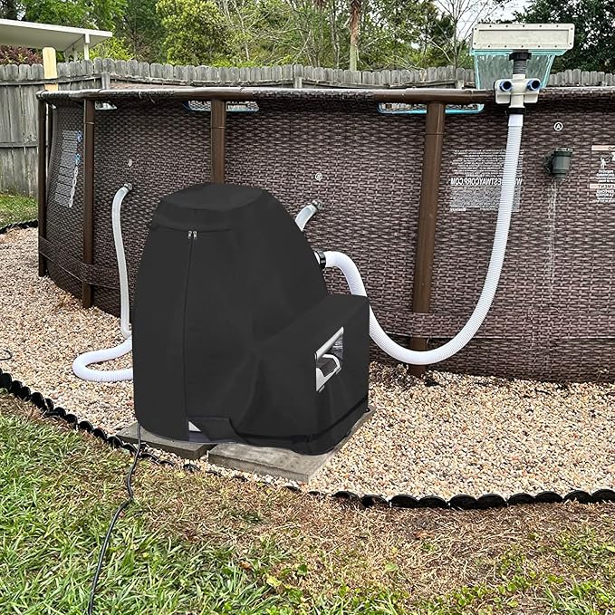 Sand Filter Pump Covers,600D Waterproof Oxford Fabric Sand Pool Filters Cover,Suitable for Most 14-16 Inch Sands Filter Pump on Market (Black)