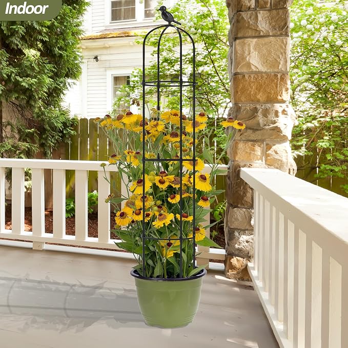 Garden Obelisk Trellis for Climbing Plants Outdoor - 69"(H), Rustproof Trellis with Adjustable Rings, Metal Plant Support for Potted Vines, Garden Trellis Use for Outdoor or Indoor(2 Pack)