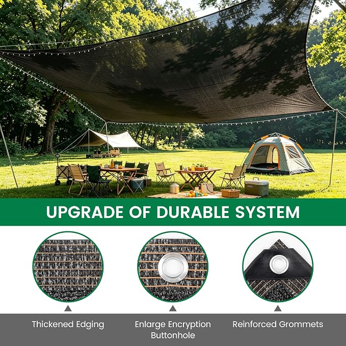 70% 14 X 20 FT Black Shade Cloth, Outdoor Sunblock Shade Cloth with Grommets, Durable Sun Shade Netting Shading Antifreezing for Patio, Garden, Plants Cover, Greenhouse, Barns, Dog Kennel
