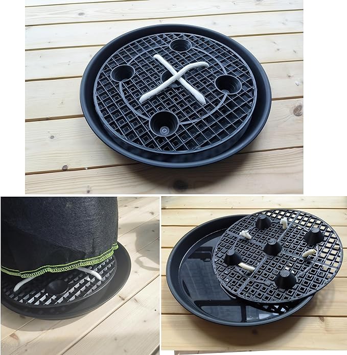 Plastic Plant Saucer Stand,4-Pack 18 19 inch, Elevated Plant Saucer Self-Watering Fabric Pot Base, Use Nonwoven Grow Bags, Plant Saucers Flower Pot Tray for Indoor-Outdoo and Grow Tents Greenhouses