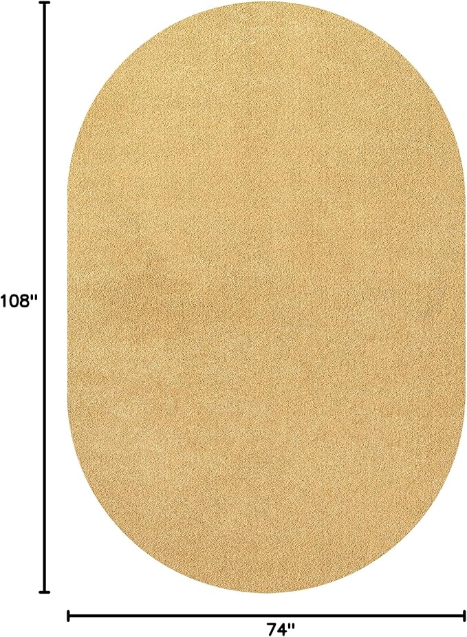 JONATHAN Y Haze Solid Low-Pile Mustard 6x9 Oval Indoor Area Rug, Coastal,Bohemian,Minimalist,Classic, Easy-Cleaning for Living Room,Bedroom,Kitchen,Pet Friendly,Non-Shedding (SEU100B-6OV)