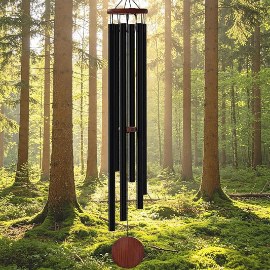 66" Extra Large Wind Chimes for Outside Deep Tone, Unique Outdoor Relaxing Melody Wind Chime with 6 Thickened Aluminum, Big Huge Long Windchimes for Outside for Outdoors as A Gift for Mom(Black)