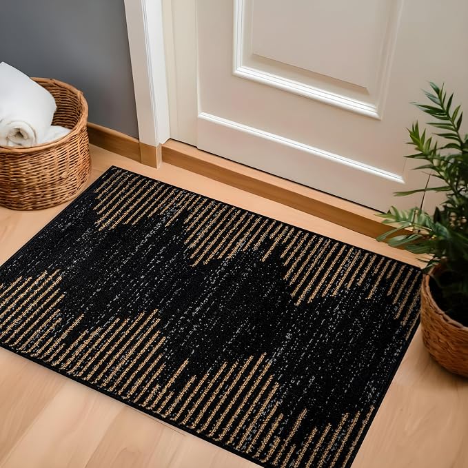 Rugshop Bohemian Stripe Stain Resistant High Traffic Area Rug Camel 2' x 3' | Rectangular, Size 2' x 3', Living Room, Bedroom, Dining Room, Home Office, Kitchen, Entryway, Hallway, Nursery, Kids Room