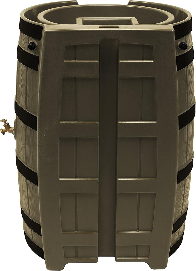 Rain Wizard 65 Gallon Rain Barrel with Darkened Ribs - Khaki