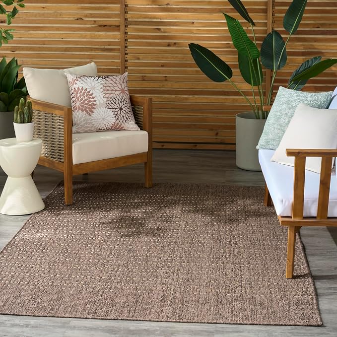 Nourison Home Tulum Brown 4' x 6' Area Rug - Easy Clean, Non Shedding, Bed Room, Living Room, Dining Room, Kitchen (4' x 6')