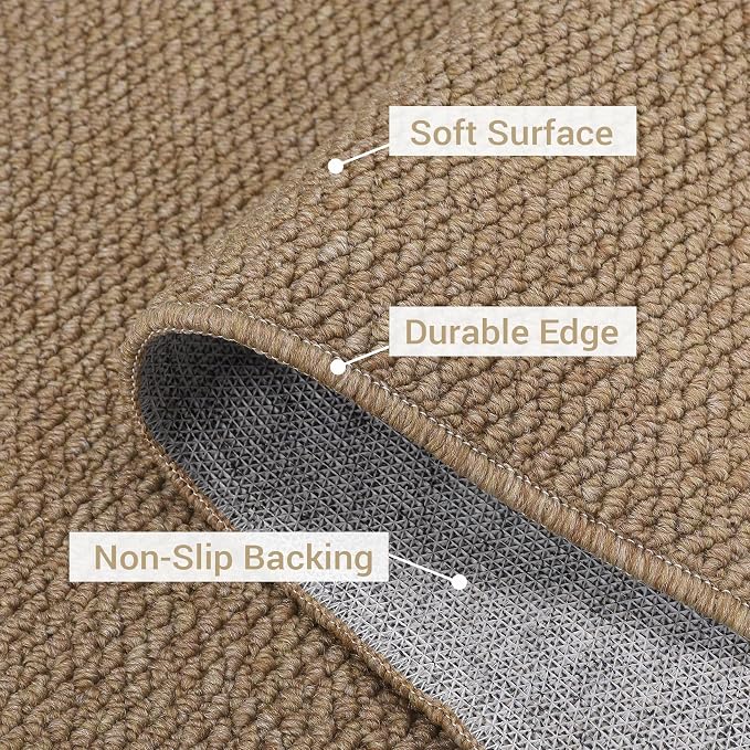 Garvee Textured 5x7 Living Room Rugs Modern Solid Color Washable Rug,Brown | Non Slip Neutral Weaving Non Shedding Contemporary Stain Resistant Low Pile Rug for Bedroom Entryway Nursery Dining Room