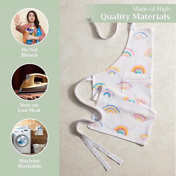 Maison d' Hermine Aprons for women with Pocket 100% Cotton (27.50"x31.50") | Adjustable Neck Strap & long ties Apron Men Chef Wedding Cooking Gardening Server Maid