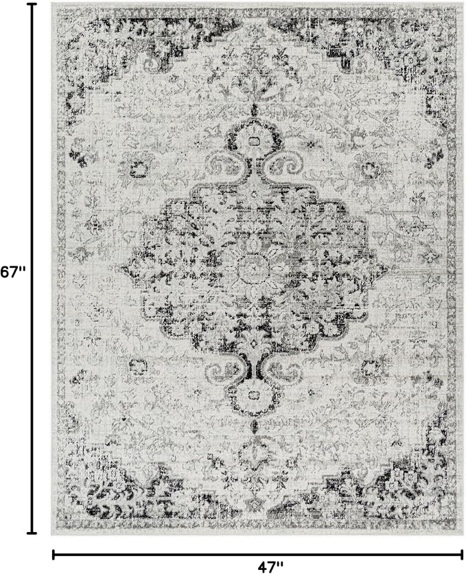 Livabliss Odelia Vintage Bohemian Area Rug,3'11" x 5'7",Black