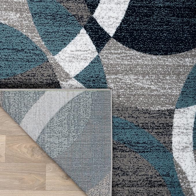 Rugshop Abstract Circles Contemporary High Traffic Area Rug Blue 10' x 14' | Rectangular, Size 10' x 14', Living Room, Bedroom, Dining Room, Home Office, Kitchen, Entryway, Hallway, Nursery, Kids Room