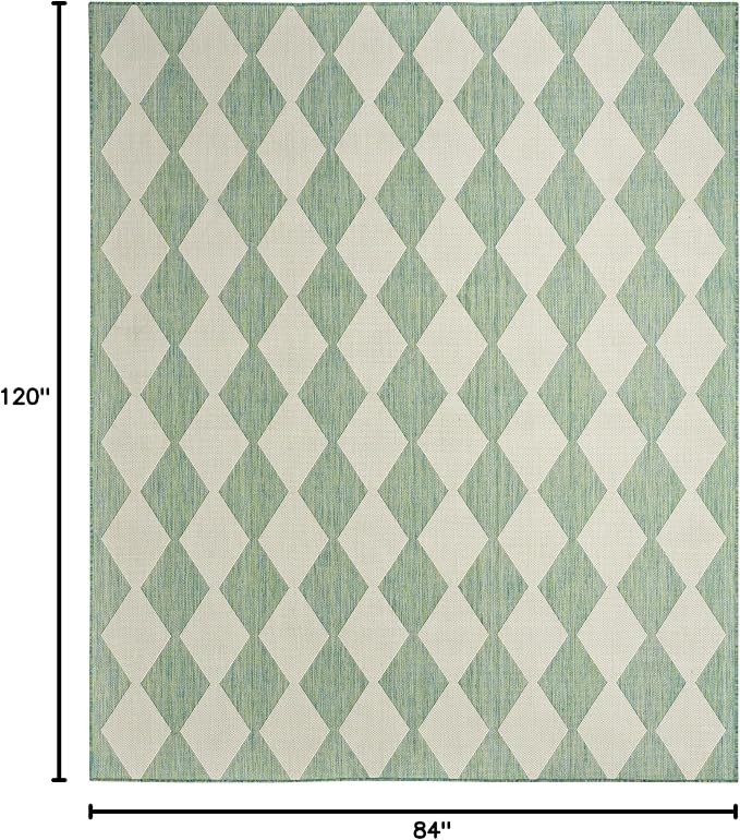 Nourison Home Positano Blue Green 7' x 10' Area Rug - Easy Clean, Non Shedding, Bed Room, Living Room, Dining Room, Kitchen (7' x 10')