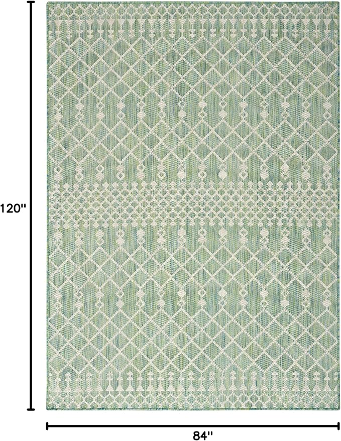 Nourison Home Positano Blue Green 7' x 10' Area Rug - Easy Clean, Non Shedding, Bed Room, Living Room, Dining Room, Kitchen (7' x 10')
