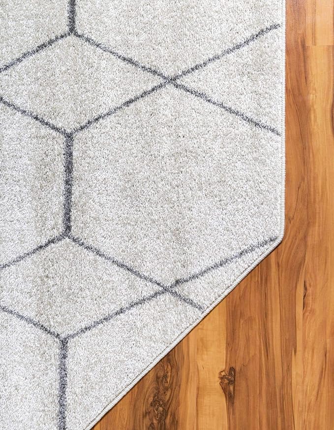 Unique Loom Trellis Frieze Collection Area Rug - Geometric (5' Octagon, Ivory/ Gray)