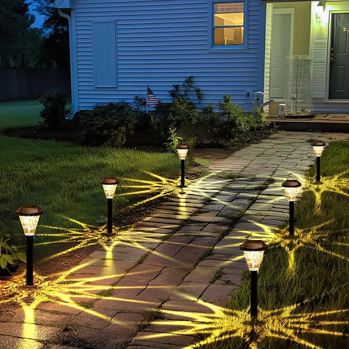 GIGALUMI 16 Pack Solar Lights Outdoor Waterproof, Outdoor Solar Lights for Yard, Solar Garden Lights, Yard Decorations Outdoor for Pathway, Patio, Garden, Driveway, Lawn, and Landscape(Warm White)