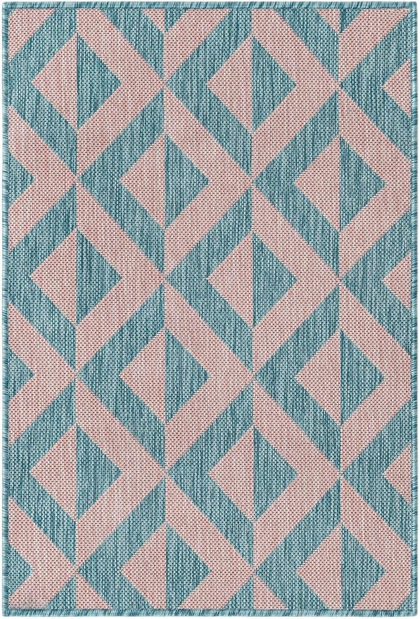 Unique Loom Unique Loom Outdoor Collection Area Rug - Napa (2' 2" x 3' 1" Rectangle, Pink and Aqua/Light Blue)