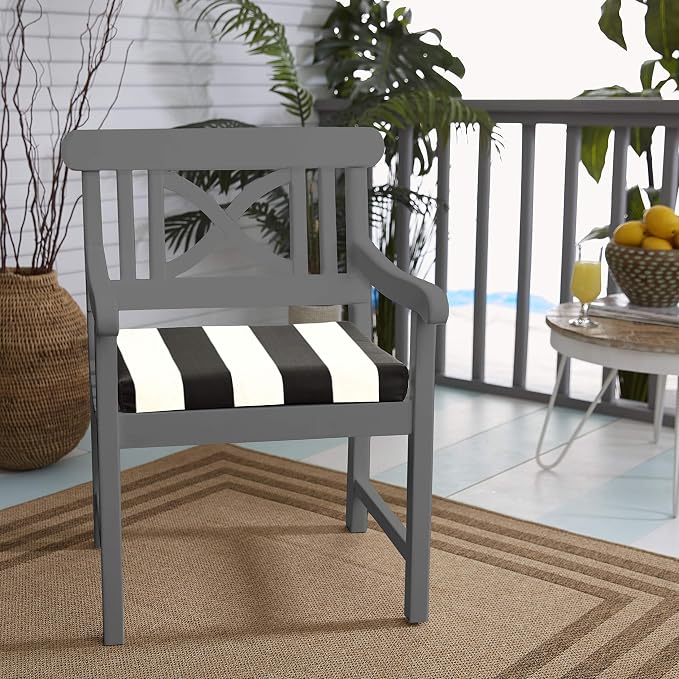 Sorra Home Sunbrella Bristol Square Chair Cushion (Set of 2) - Fade & Water Resistant, Outdoor & Indoor Patio Seat Cushion with Plush Foam - Cabana Classic (19" x 19" x 2.5")