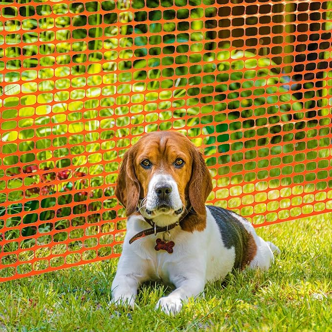 DOEWORKS Safety Fence, 4 x 100 FT Orange Plastic Mesh Fence Roll Barrier Netting for Construction and Event Fencing