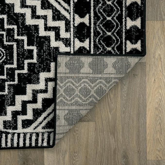 Rugshop Southwestern Geometric Tribal Boho Diamond Area Rug Black 2' x 3' | Rectangular, Size 2' x 3', Living Room, Bedroom, Dining Room, Home Office, Kitchen, Entryway, Hallway, Nursery, Kids Room