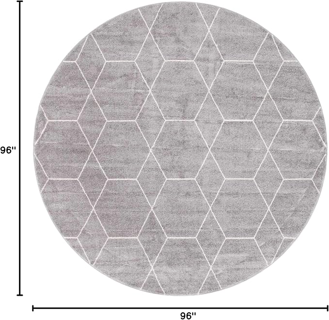 Unique Loom Trellis Frieze Collection Area Rug - Geometric (8' Round, Light Gray/ Ivory)