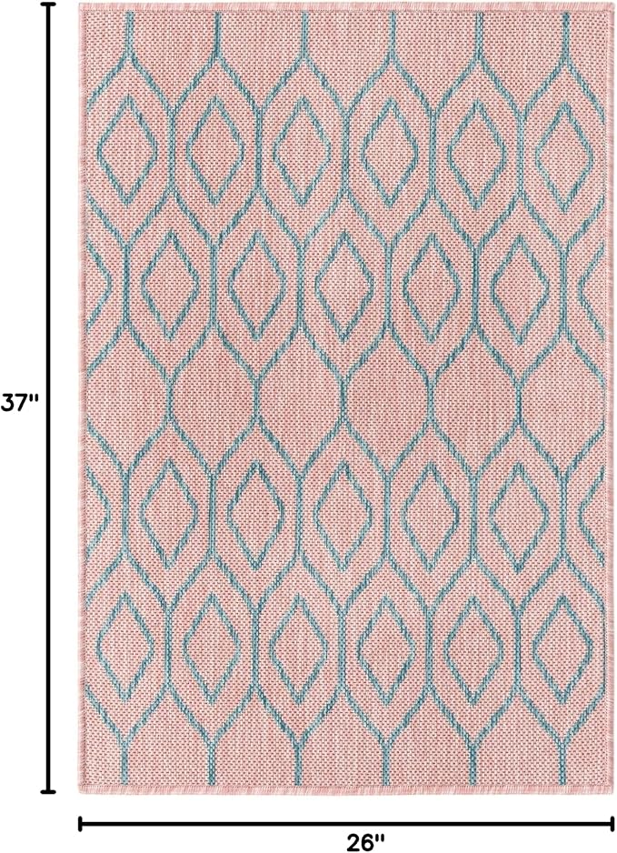 Jill Zarin Outdoor Collection Area Rug - Turks and Caicos (2' 2" x 3' Rectangle Pink and Aqua/Light Blue)