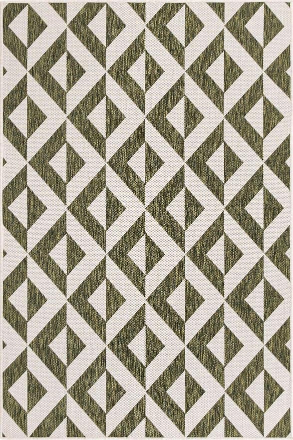 Unique Loom Outdoor Collection Area Rug - Napa (4' 1" x 6' 1" Rectangle, Green/ Ivory)
