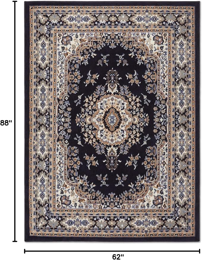 Home Dynamix Premium Sakarya Traditional Medallion Area Rug, Navy Blue/Brown, 5'2"x7'4"