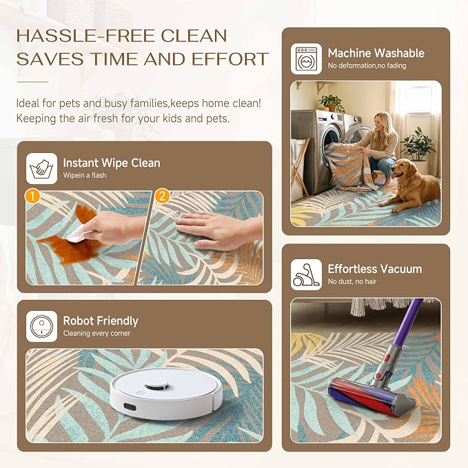 5x7 Indoor Outdoor Area Rug Washable Patio Rug Brown Non Slip Non Shedding Waterproof Carpet for Living Room Bedroom Backyard Porch Camping RV Balcony Poolside