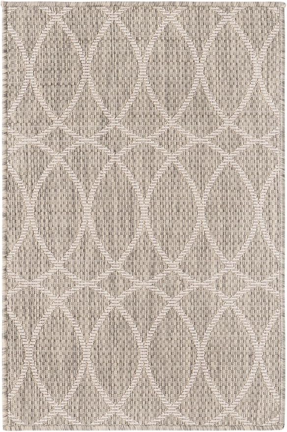 Unique Loom Outdoor Trellis Collection Area Rug - Gitter (2' x 3' 1" Rectangle, Light Gray/ Ivory)