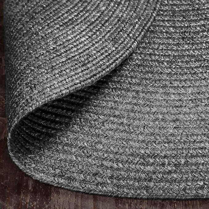 Superior Indoor Outdoor Area Rug, Handwoven Reversible Braided Home Decor for Living Room, Kitchen, Entryway, Patio, Front Porch, Deck, Modern, Boho, Farmhouse Style, 5' x 8' Oval, Charcoal