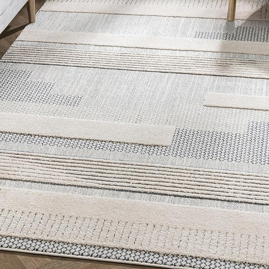 Well Woven Harlow Collection Briar Light Blue - Modern Tribal Minimalist Geometric 5x7 Area Rug - Ideal for Living Room, Dining Room & Bedroom - Durable, Stain Resistant & Easy to Clean