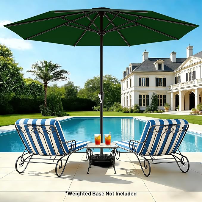 AreShark 12 FT Patio Umbrella for Outdoor, Outdoor Table Umbrella with Push Button Tilt and Crank, Outdoor Patio Umbrellas with 8 Sturdy Ribs, Patio Umbrellas for Market, Garden, Pool (Dark Green)